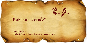 Mekler Jenő névjegykártya